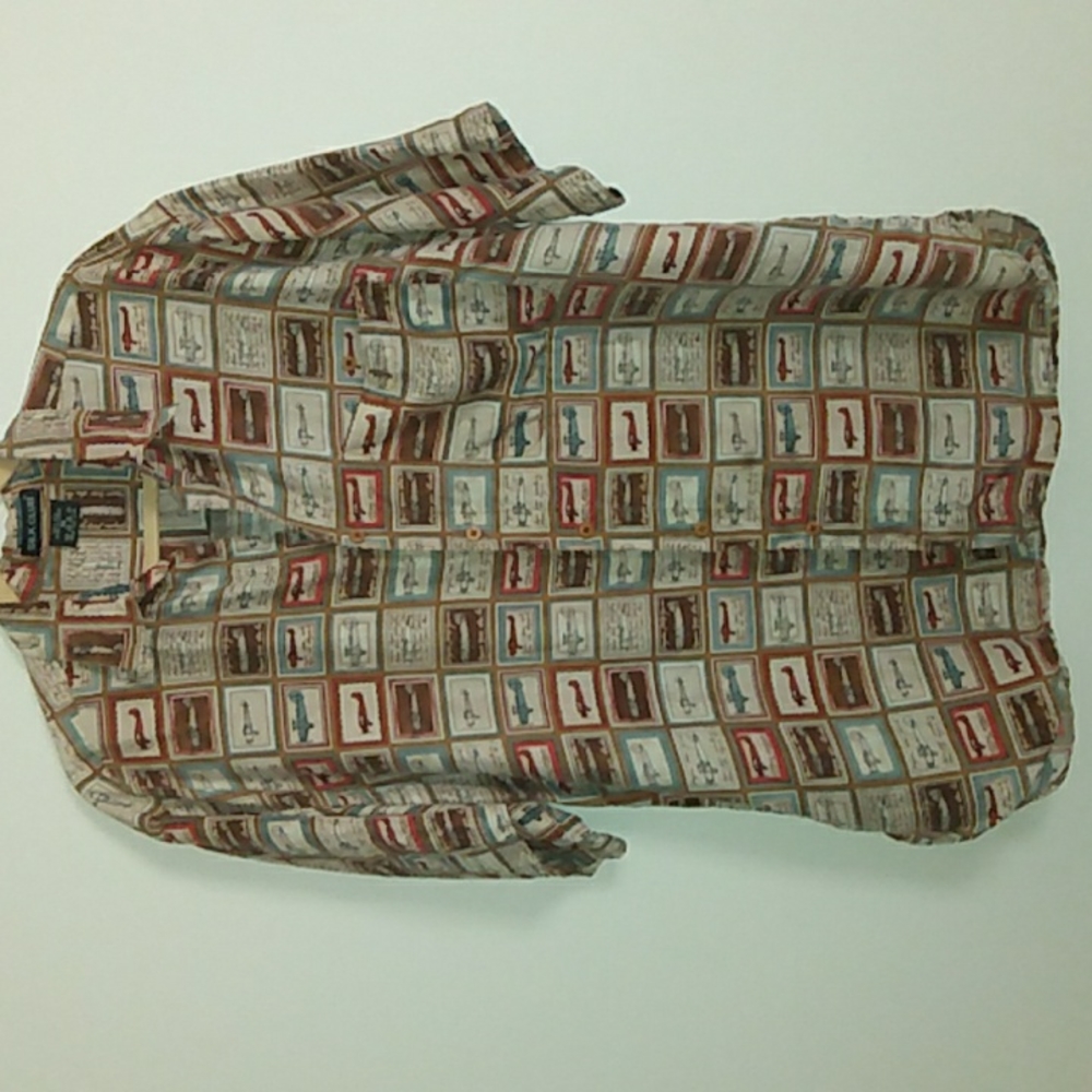 Silk Club VTG Men"s Collared Button Down Print Shirt SZ M